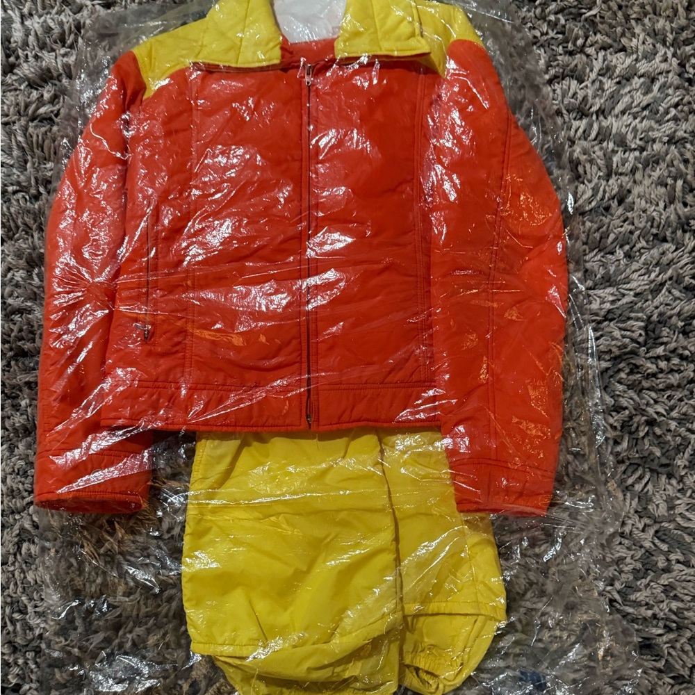 Vintage Men's Orange and Yellow Ski wear